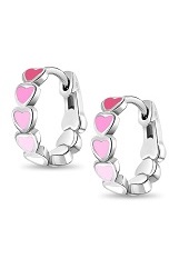 engaging silver pink heart huggie hoop baby earrings